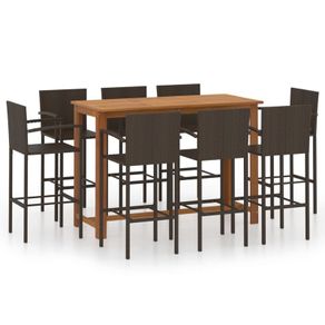 9 Piece Garden Bar Set Brown