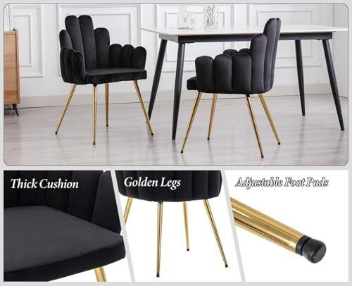Set of 2 Velvet Dining Room Chairs Accent Chairs with Metal Legs Colours (Black Green Grey Blue white)