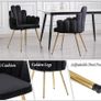 Set of 2 Velvet Dining Room Chairs Accent Chairs with Metal Legs Colours (Black Green Grey Blue white) Image 4