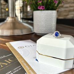 Unheated Untreated Natural Sapphire Diamond Platinum Ring