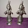 Pair of Antqiue Indian Hindu silver tone Musician Figures Image 4