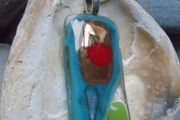 Fused glass pendant, Necklace, Jewellery,Stainless steel chain, Pendant