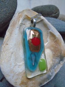 Fused glass pendant, Necklace, Jewellery,Stainless steel chain, Pendant