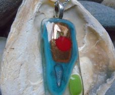 Fused glass pendant, Necklace, Jewellery,Stainless steel chain, Pendant