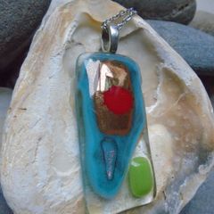 Fused glass pendant, Necklace, Jewellery,Stainless steel chain, Pendant