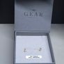 New 9ct Gold Double CZ Stud Earrings Hallmarked 375 Boxed Image 2