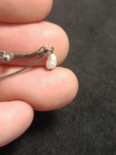 Pat Cheney for Malcolm Gray Modernist Silver and Enamel With Pearl Drop Brooch