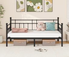 Metal Single Daybed Frame 3ft Sofa Bed Frame 90x190 cm Bed Steel Slats