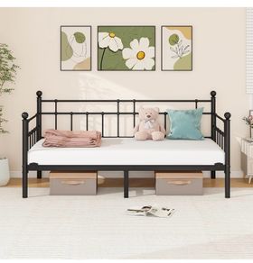 Metal Single Daybed Frame 3ft Sofa Bed Frame 90x190 cm Bed Steel Slats