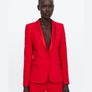 Fab Zara Bloggers Insta Famous Red Tuxedo Suit Co Ord Blazer and Trousers Image 6
