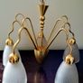 Vintage 60s style brass & glass 5 arm light fitting Image 3