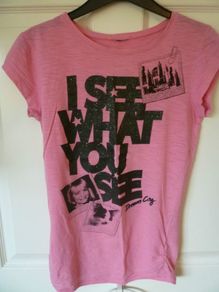 Girls Fab T-shirt Age Age 10-12 Years Pink With Logo I See What You See. Super condition