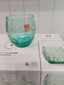 New boxed Set 6 Glasses. Cool Green