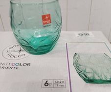 New boxed Set 6 Glasses. Cool Green