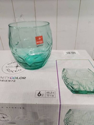 New boxed Set 6 Glasses. Cool Green