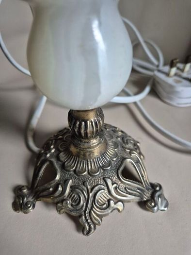 Vintage Mid Century marble.onyx brass gold metal ormate lamp base