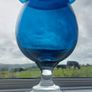 Stunning Vintage Oversized Hand-Blown Glass Brandy Balloon Vase With a Turnover Rim, In a Fantastic Petrol Blue with a Clear Stem and Foot, Perfect as a Hurricane-Style Candle Holder Image 4