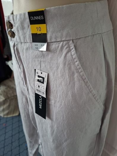 NWT Light Grey Linen blend Trousers Size 10