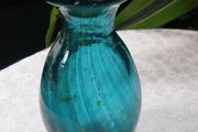 Small Signed Malta Mdina Glass Vase, Blue Summer, 12cm, Excellent Condition