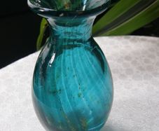 Small Signed Malta Mdina Glass Vase, Blue Summer, 12cm, Excellent Condition