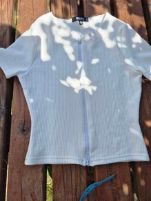 Misguided Zip-Front Ribbed Top, Size 8