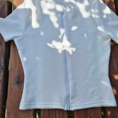 Misguided Zip-Front Ribbed Top, Size 8