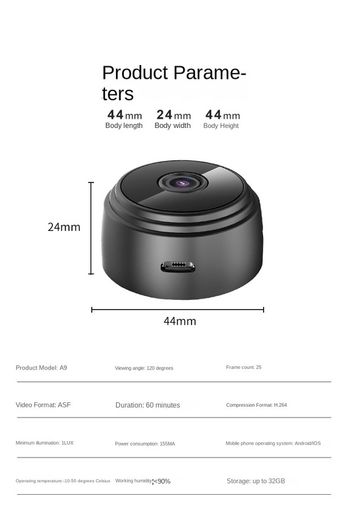 A9 Magnetic Mini WiFi Camera Wireless 1080P for Smart Home Security, Supports Live View, Human & Pet Detection,Car Nanny Cam, Sound & Portable Baby Small Video Cameras (Black)