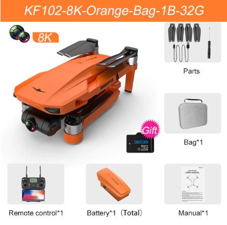 8K Orange Bag 32G 3B XKJ GPS Drone 8K HD Camera 2-Axis Gimbal Professional Anti-Shake Aerial Photography Brushless Obstacle Avoidance Quadcopter Toys