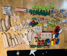 wooden town train set