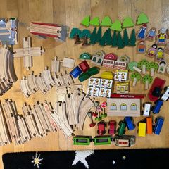 wooden town train set