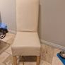 solid oak dining table & 6 cream leather Chairs Image 5