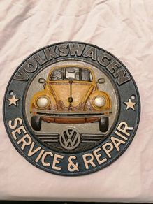 Cast Iron Hand-Painted Wall Volkswagen Crest