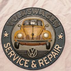 Cast Iron Hand-Painted Wall Volkswagen Crest