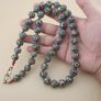 Vintage Venetian Style Thousand Eyes Leaf Green Glass,Blue Eyes Necklace 24 inches Image 8