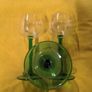 VINTAGE Wine Glasses/Luminarc/Green glass base/Vintage 80's Image 3
