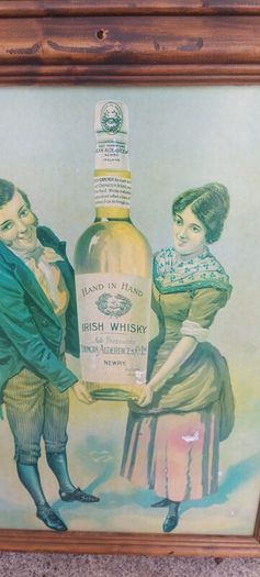 framed advertising Alderdice & Duncan ,newery ireland irish whiskey, few marks on picture,sold as seen ,nice in any home bar or man cave pub restaurant etc,,cme from closed down pub, abit faded etc ,see pictures for condition, sold as seen