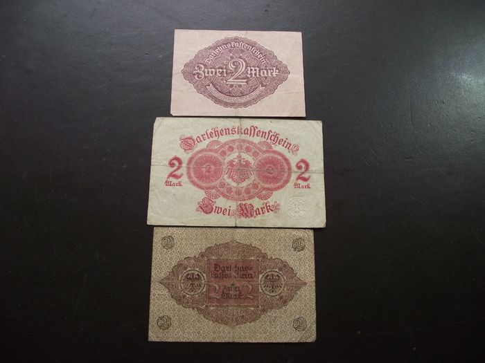 Germany. Darlehnskassenschein 3 Notes@2 Mark (1914+1920+1922)