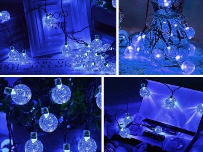 Solar Garden Lights Outdoor Waterproof, 50LED 7M/23Ft Solar Fairy Lights, Crystal Ball Lights with 8 Modes, Decorative Lighting for Home, Yard, Patio, Party, Wedding, Christmas