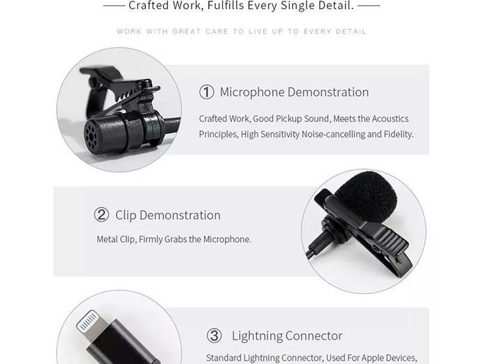 New Wired Professional Lightning Microphone, For iPhone, Samsung, Computer, Laptop etc.