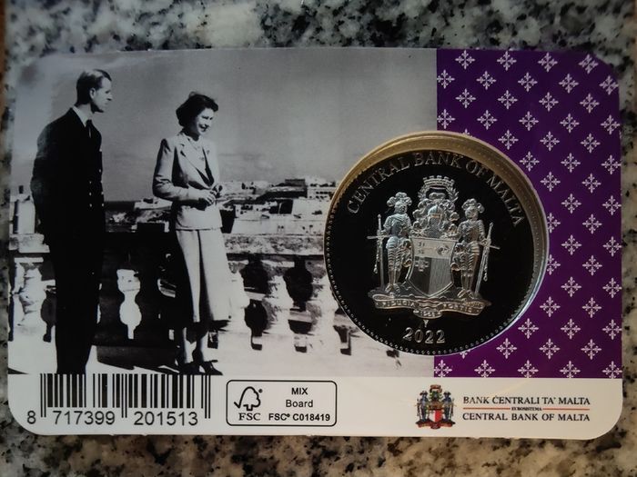 Malta 2.5 Euro Uncirculated Coin 2022 - Queen Elizabeth II Platinum Jubilee - Platinum Jubilee