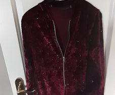 Burgundy Red velvet zip jacket age 9-11 yrs