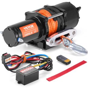 Electric Winch ATV UTV 2041.2 kg Synthetic Rope Waterproof Remote Control