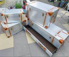 Steamer Trunks x 4 Aluminium & leather.