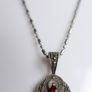 Vintage Beautiful Sterling Silver 925 Pendant With Garnet & Marcasite 18"  Chaine 10,7g Image 4