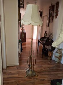 Antique Victorian Art Nouveau Brass Telescopic Floor Lamp Adjustable Standard Light