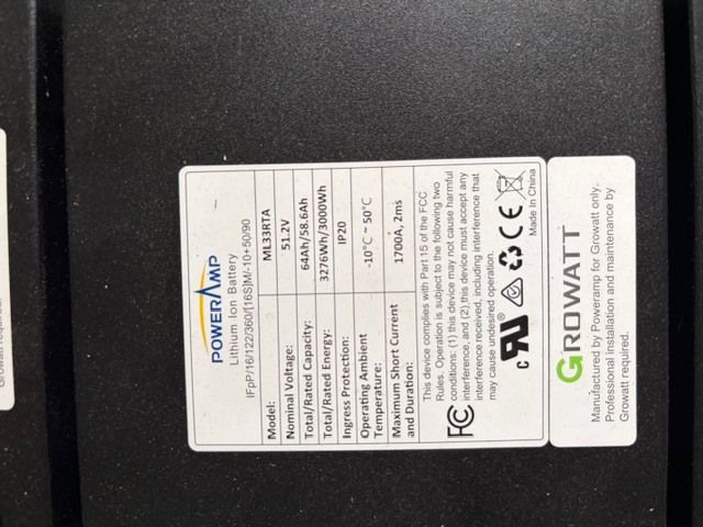 Growatt LifePO4 Battery IP20 3.3kWh Growatt LifePO4 Battery IP20 3.3kWh