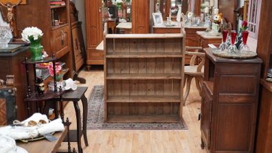 Victorian Pine Open Bookcase / Kitchen Dresser Rack