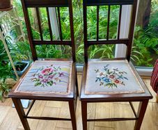 Pair of mahogany Chairs with tapestry seats