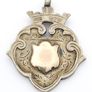 Antique 925 Sterling Silver Heraldic Fob Pendant, Rose Gold Detail Shield, Chester 1920 Image 3