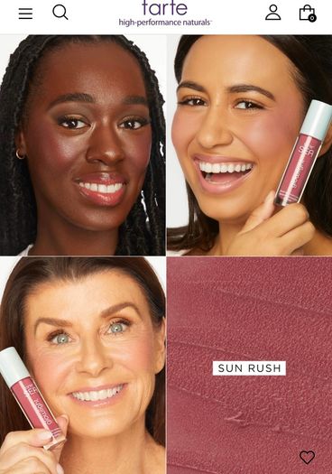 TARTE glowlight cheek & lip watercolor DOUBLE DUTY BLUSH IN SUN RUSH